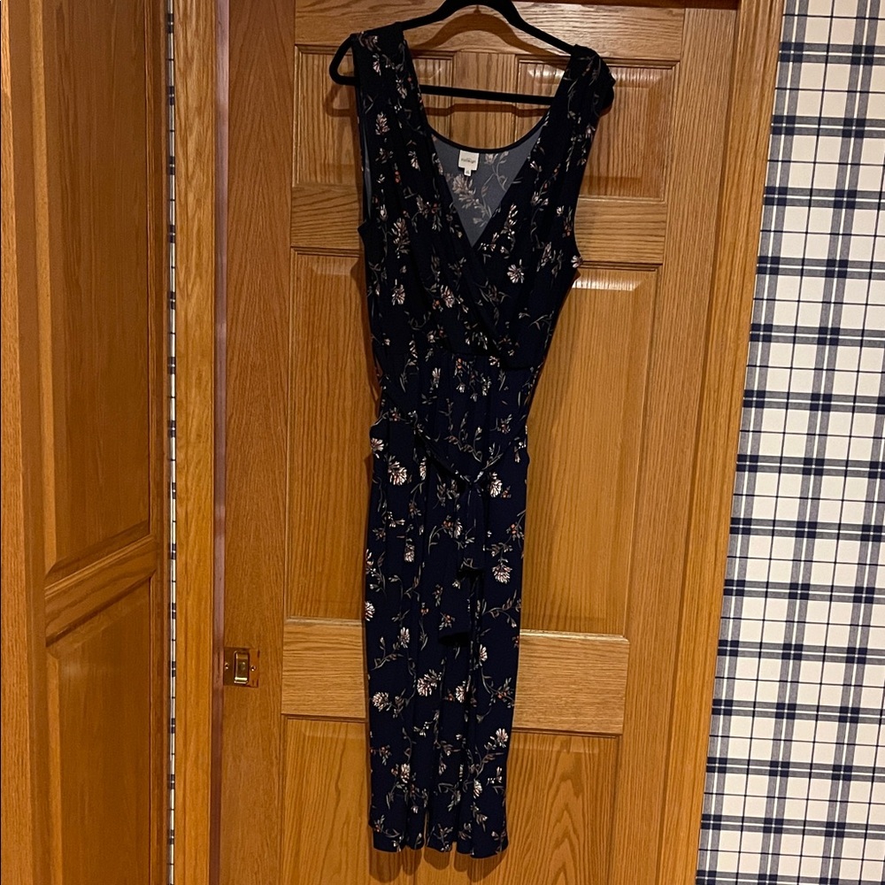 Kaileigh Dark Blue Floral Midi Jumpsuit